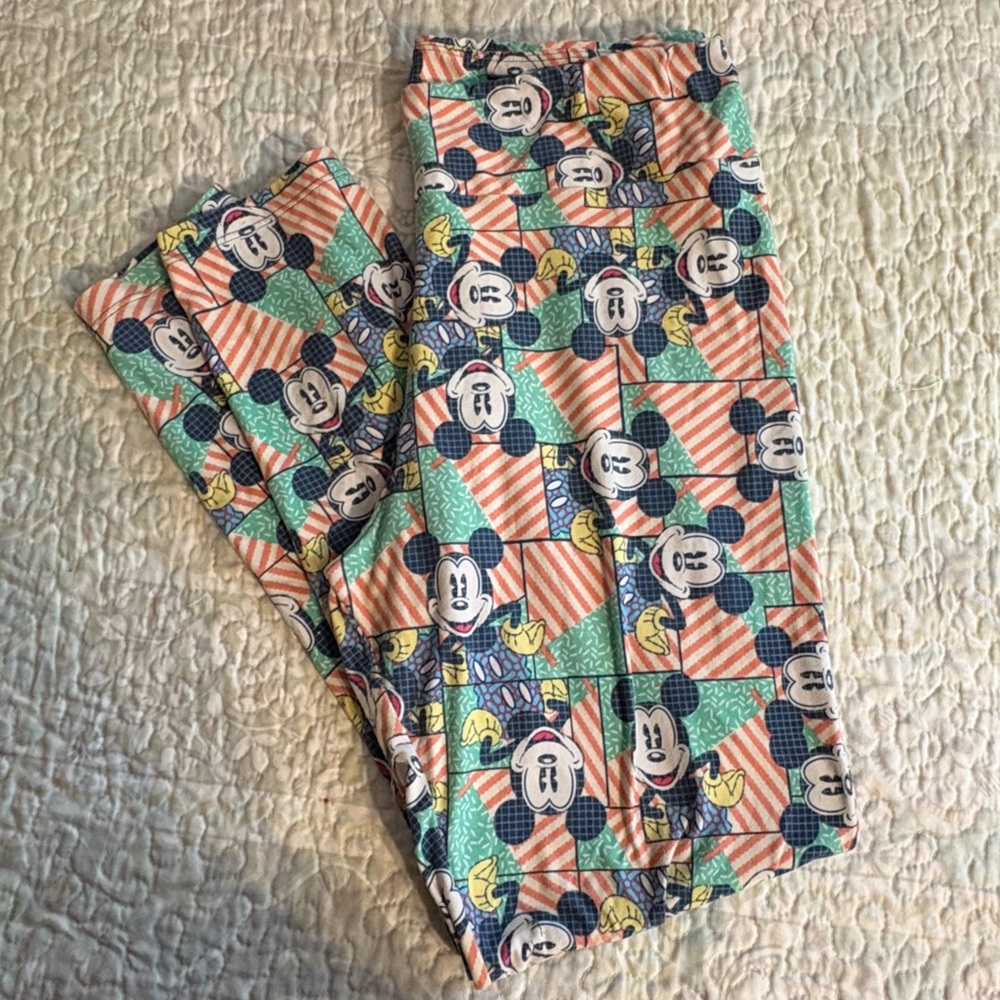 LuLaRoe Disney Mickey Mouse Geometric Print Buttery Soft Leggings T/C